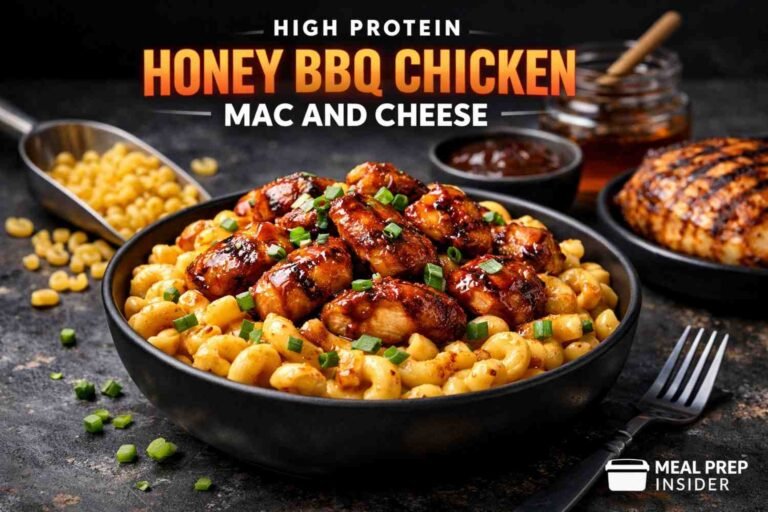 High Protein Honey BBQ Chicken Mac and Cheese
