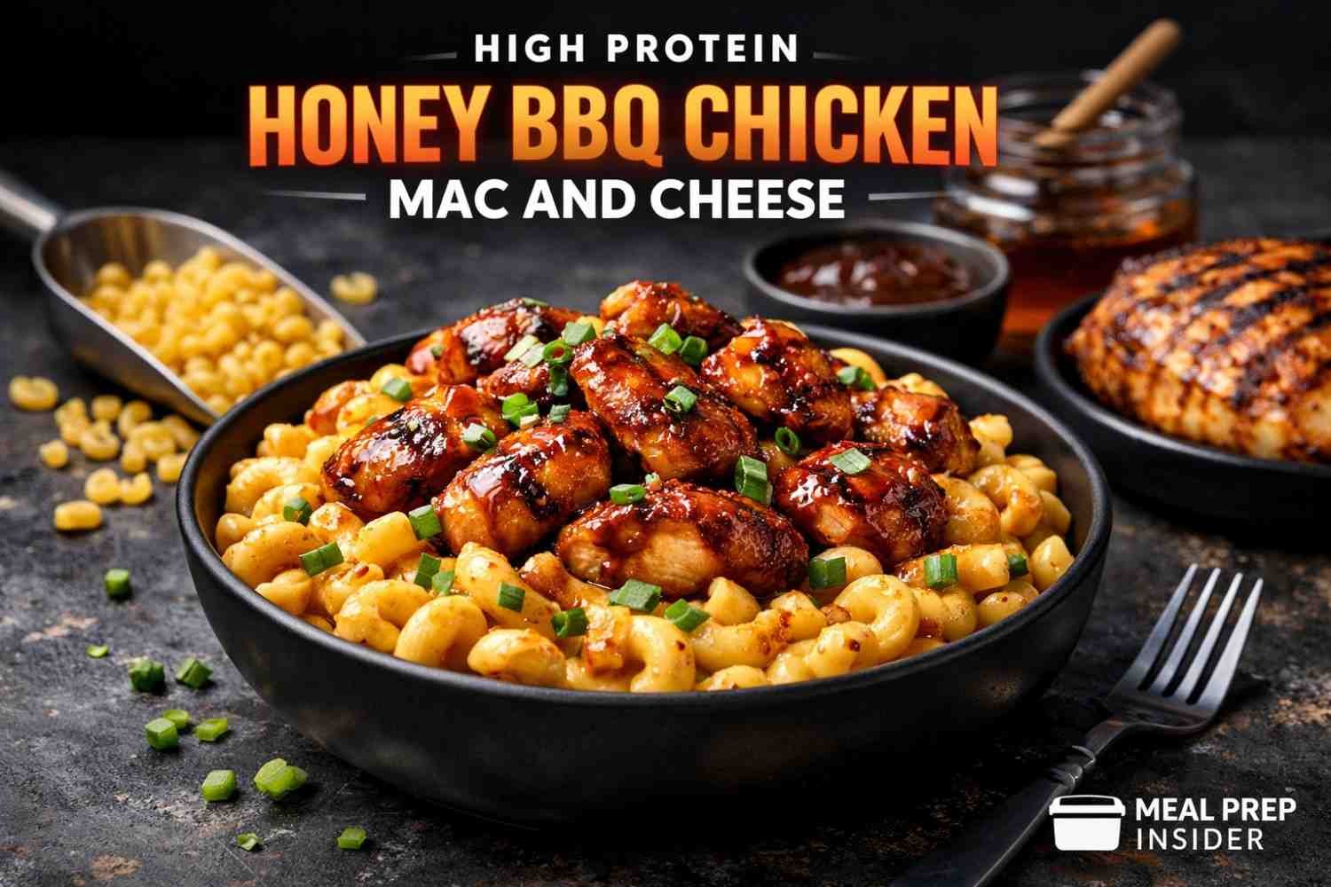High Protein Honey BBQ Chicken Mac and Cheese