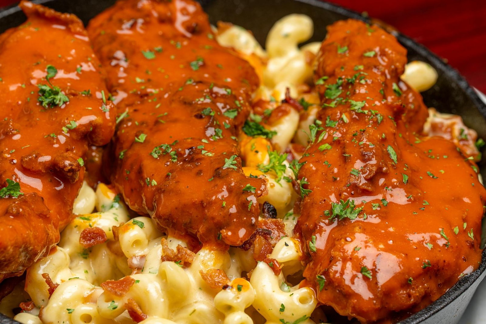High Protein Honey BBQ Chicken Mac and Cheese