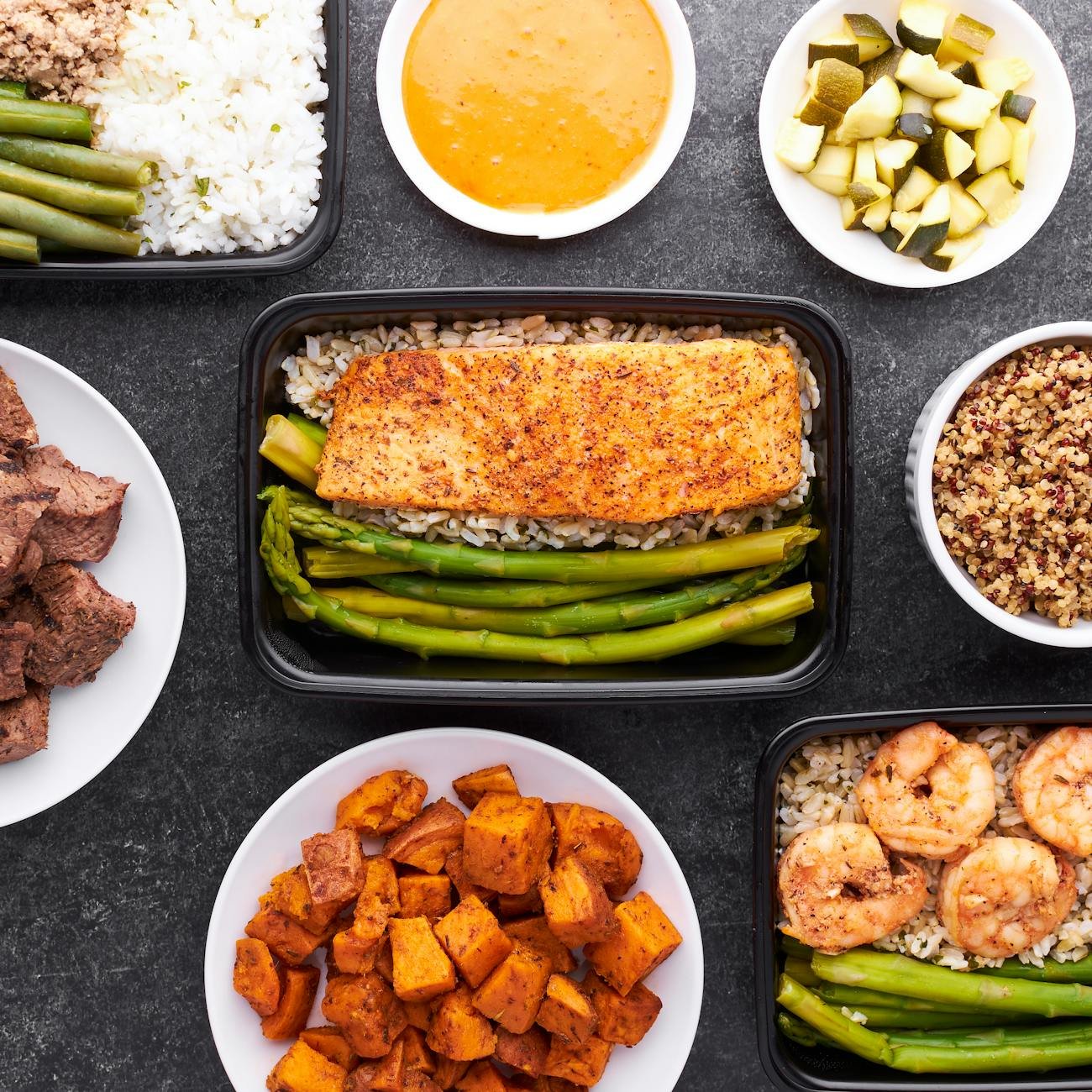 top view of dishes on table